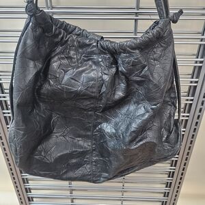 Brio Black & Grey Two-tone Crinkled Shoulder Bag